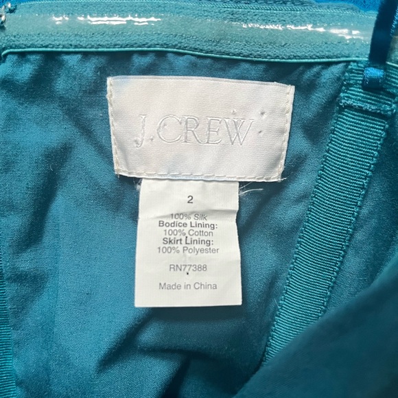 J Crew teal Taryn silk chiffon bridesmaid cocktail strapless dress - Picture 4 of 4